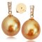 10.09 mm and 10.14 mm South Sea Pearl Diamond Dangle Earrings