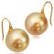 (GIA) 12.88 x 12.63 mm and 12.81 mm Gold South Sea Pearl Fish Hooks Earrings