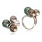 9.75 mm, 10.58 mm and 11.18 mm, Tahitian Pearl, Triple Pearl Diamond Ring