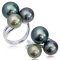 9.83 mm to 12.10 mm Tahitian Pearl Triple Pearls Ring