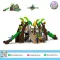 Jungle Bee Adventure เครื่องเล่นสนาม PE ธีมป่าเขตร้อน ผึ้ง และนก พร้อมสไลเดอร์ อุโมงค์คลาน และกิจกรรมปีนป่าย