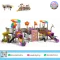Rainbow Blossom Quest PE playground featuring flower towers, tunnel slides, climbing nets and activity play panels by Sealplay