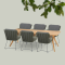 Belair dining table set with Fabrice green chairs