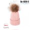  [พร้อมส่ง] [Sc-028-3] หมวกไหมพรมหญิงสีชมพู ผ้าไหมพรมถักหนามีจุกขนปุย