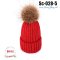  [พร้อมส่ง] [Sc-028-5] หมวกไหมพรมหญิงสีแดง ผ้าไหมพรมถักหนามีจุกขนปุย