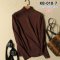 [พร้อมส่ง M,XL] [Knit] [KB-010-7] เสื้อไหมพรมคอสูงสีน้ำตาลเข้ม ผ้าหนาเนื้อนุ่ม ใส่กันหนาวอย่างดีคะ