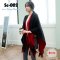  [พร้อมส่ง]] [ผ้าพันคอ] [Sc-002] Scarf ผ้าพันคอไหมพรมผืนใหญ่ทูโทน สีแดงและดำใช้ได้ทั้งสองด้านผ้าหนาคลุมกันหนาว