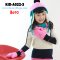 [พร้อมส่ง] [Kid-A022-3] ชุดหมวกกันหนาวเด็กสีชมพู พร้อมผ้าพันคอ และถุงมือ เข้าชุดกัน ด้านในซับขนกันหนาว (3ชิ้น)