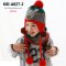 [พร้อมส่ง] [Kid-A027-2] ชุดหมวกไหมพรมผ้าพันคอกันหนาวเด็ก สีแดงลายกวาง ด้านในซับขนกันหนาว (ชุด 2 ชิ้น)