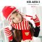 [PreOrder] [Kid-A030-3] ชุดหมวกไหมพรมผ้าพันคอและถุงมือกันหนาวเด็ก สีแดงลายทาง ด้านในซับขนกันหนาว (ชุด 3 ชิ้น)