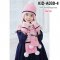 [PreOrder] [Kid-A030-4] ชุดหมวกไหมพรมผ้าพันคอและถุงมือกันหนาวเด็ก สีชมพูลายทาง ด้านในซับขนกันหนาว (ชุด 3 ชิ้น)
