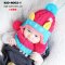 [พร้อมส่ง] [KID-H002-1] หมวกไหมพรมเด็กสีชมพู มีหูน่ารัก พร้อมผ้าพันคอกันหนาว (เหมาะสำหรับเด็ก แรกเกิด-3 ขวบ)