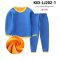 [พร้อมส่ง 140,150] [KID-LJ202-1] ชุดลองจอนเด็กสีน้ำเงิน เสื้อคอกลม ด้านในซับขนกันหนาวทั้งตัว พร้อมกางเกงใส่ติดลบได้ค่ะ
