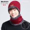 [พร้อมส่ง] [Hm-012-4] ชุดหมวกไหมพรม+ผ้าพันคอโดนัทกันหนาวผู้ชายสีแดง ด้านในซับขนกันหนาว (ชุด 2 ชิ้น)