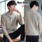 [พร้อมส่ง M,L,XL,2XL] [Man-4006-4] เสื้อไหมพรมผู้ชายสีครีม คอกลมสูง ผ้าเนื้อหนา ลายตารางนูนสวย