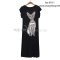  [[*พร้อมส่ง]] [Yoz-018-1] Yozi Style++เดรส++เดรสสีดำผ้ายืดลายแมว