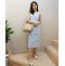 Odile Mini dress รุ่น A19DR21BL ( White/Blue )