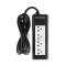 Power strip 3-pin socket 4 sockets 2 meter long cable new design.