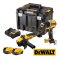 DCK2216P2T-B1 ชุดคอมโบสว่านกระแทกไร้สาย+เครื่องเจียรไร้สาย 20V MAX. พร้อมแบตเตอรี่ 5.0AH (2 ก้อน) + แท่นชาร์จเร็ว + กล่อง TSTAK DEEP "DEWALT" ดีวอลท์