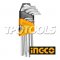 INGCO-HHK11092 ประแจแอลหกเหลี่ยม 9 ชิ้น (ยาวพิเศษ) 1.5-10 มม.