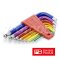 PB212H10RB ชุดประแจหกเหลี่ยมแบบสั้นหัวบอล สีรุ้ง ขนาด 1.5-10 มม. (9 ตัวชุด) PB SWISS TOOLS