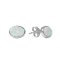 Lab Created White Opal Rhodium Over Sterling Silver Stud Earrings