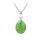 Green Turquoise Sterling Silver Solitaire Pendant With Chain