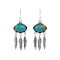 925 Sterling Silver Feather Earrings with Turquoise