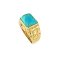 925 Sterling Silver Yellow Gold 18K Plated Ring with Turquoise