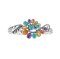 925 Sterling Silver Flower Bangle with Multi-Color Turquoise
