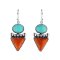 925 Sterling Silver Earrings with Turquoise and Compress Red Coral