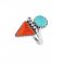 925 Sterling Silver Ring with Turquoise and Compress Red Coral