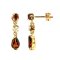 925 Sterling Silver Yellow Gold 18K plated Earrings with Garnet and White topaz