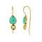 925 Sterling Silver Yellow Gold 18K plated, Wire Hook Earrings with Turquoise and White Topaz