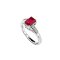 925 Sterling Silver Ring with Square Ruby and White Topaz
