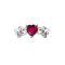 925 Sterling Silver Ring with heart Ruby and White Topaz