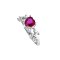 925 Sterling Silver Ring with heart Ruby and White Topaz