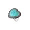 925 Sterling Silver heart Ring with Larimar