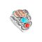 925 Sterling Silver Ring with Turquoise and Compressed Red Coral