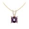 925 Sterling Silver Yellow Gold 18K Plated Pendant with Amethyst and White Topaz