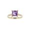 925 Sterling Silver Yellow Gold 18K Plated Ring with Amethyst and White Topaz
