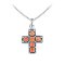 925 Sterling Silver Pendant with Orange Coral and White Topaz