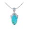 925 Sterling Silver Pendant with Turquoise and Sky Blue Topaz