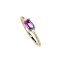 925 Sterling Silver Yellow Gold 18K Plated Ring with Amethyst and White Cubic Zirconia