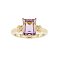 925 Sterling Silver Yellow Gold 18K Plated Ring with Amethyst