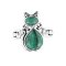 925 Sterling Silver Cat Ring with Azura Malachite