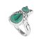 925 Sterling Silver Cat Ring with Malachite