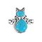 925 Sterling Silver Cat Ring with Turquoise