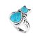 925 Sterling Silver Cat Ring with Turquoise