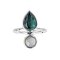 925 Sterling Silver Ring with Malachite and Rainbow Moonstone